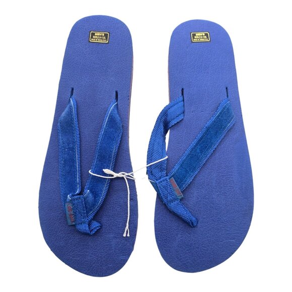 Vtg Mens Laid-Back Golf Flip Flops Sandals Cleats Size Large 12-13 Red Blue NEW - Picture 1 of 10